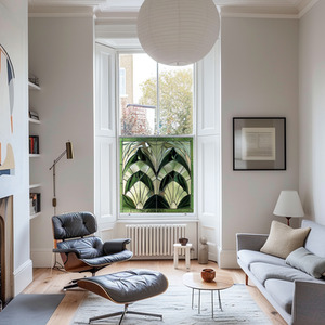 Alessano Art Deco Stained Glass Privacy Window Film - Green / 55cm by Creative Printing Solutions