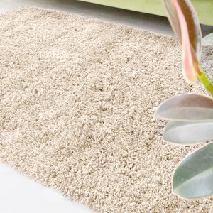 Super Soft Natural Ecru Shaggy Living Area Rug by The Rug House