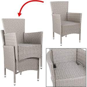 Poly Rattan Garden Chairs Set of 2 - Beige