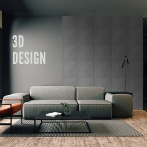 3D Wall Panels (50x50 cm) PVC Cladding Panel in Chevron Line Design by NOVECRAFTO