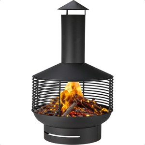 Chiminea Outdoor Fireplace Modern Steel - Black