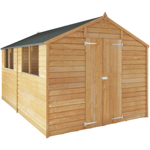 Waltons 12ft x 8ft Wooden Overlap Apex Roof Garden Storage Shed - Brown by Waltons
