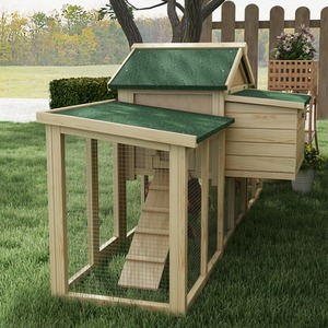 PawHut Wooden Chicken Coop - Natural Wood Finish by PawHut