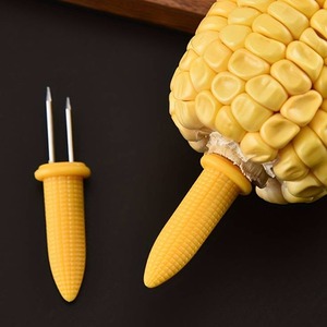 6 Stainless steel Corn Skewers Mini Corn On The Cob Holder - Yellow by Prima