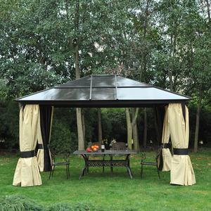 Outsunny 4.3 x 3.6m Patio Aluminium Gazebo Canopy Marquee Party Tent - Brownish black frame by Outsunny