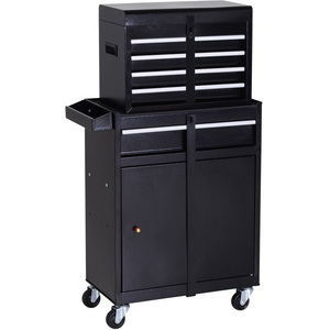 DURHAND 2 in 1 Metal Tool Cabinet Storage Box - Black by DURHAND