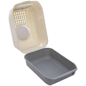 Covered Cat Litter Tray with Scoop - Grey by Livingandhome