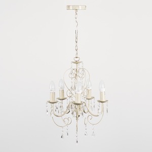 Lille Pair of 5 Way White Ceiling Light Chandeliers - White by ValueLights