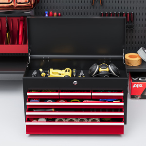 HOMCOM Lockable Metal Tool Chest - Red by HOMCOM