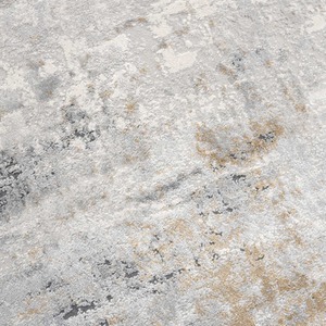 Silver Grey Metallic Distressed Abstract Living Area Rug by The Rug House