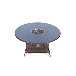 Arizona Fire Pit Round Rattan Patio Dining Set - Brown / 8 by Giardino