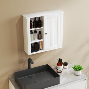 HOMCOM Bathroom Wall Cabinet with Adjustable Shelves - White by HOMCOM