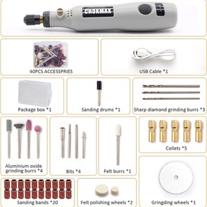 Cordless Rotary Tool DIY Engraving Kit - Grey