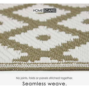 Homescapes Outdoor Rug Luxury Waterproof Reversible, Green May Geometric - Olive Green / 200cm by Homescapes