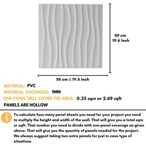 3D Wall Panels (50x50 cm) PVC Cladding Panel in White Waves Design by NOVECRAFTO