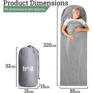 Single Fleece Grey Envelope Sleeping Bag Liner - Grey by Trail
