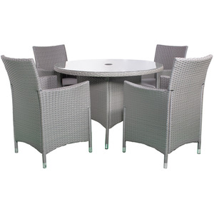 Nevada 5 Piece Round Dining Set - Grey by Royalcraft