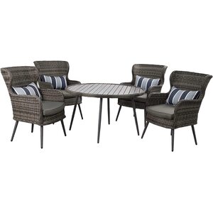 5 PCS Luxury Rattan Dining Set Table Chairs Set - Grey by Furniture One