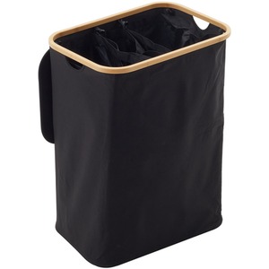 Laundry Basket with Lid and Handles - Black / 74cm by Livingandhome