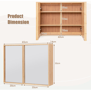 Bamboo Double Door Medicine Cabinet - Natural by Costway