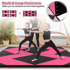 8FT Folding Gymnastics Mat - Pink by Costway