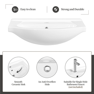 Freestanding Bathroom Vanity with Ceramic Sink - White by Yaheetech