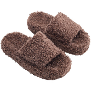 Soft Plush Open-Toe Cotton Slippers by Livingandhome