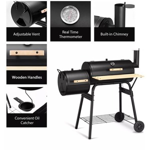 Outdoor Steel Charcoal Barbecue with Grill - Black by Wyld and Coco