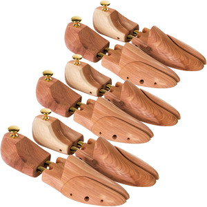 Luxury Cedar Wood Shoe Tree 3 Pairs - Brown / 46-48 by tectake