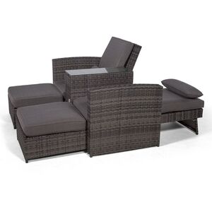Nevada Double Reclining Rattan Sun Loungers Set - Grey by Giardino