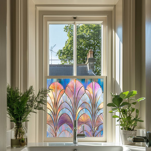 Vazzola Art Deco Stained Glass Privacy Window Film by Creative Printing
