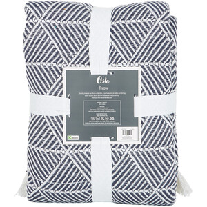 Oslo Navy Geometric Throw - Navy and White