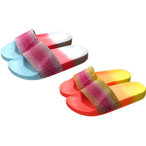 Rhinestone Colour Gradient Flat Sandals
