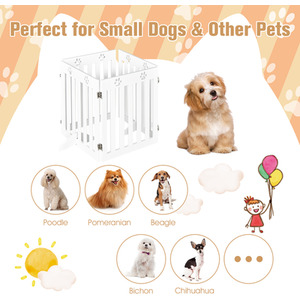 4-Panel Dog Gate Folding Dog Fence - White by Costway