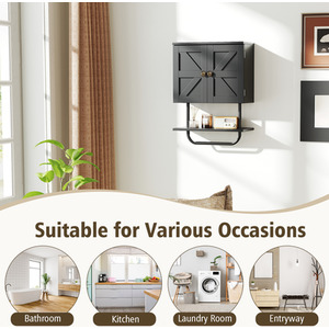 Bathroom Wall-Mounted Cabinet - Black by Costway