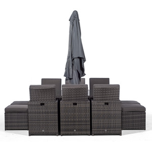 Giardino Rattan Cube Dining Set - Grey / 6 by Giardino