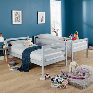Home Source Hendon Childrens Wooden Single Bunk Bed - Grey by Home Source