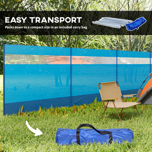 Outsunny Camping Windbreaks w Clear Windows and Carry Bag - Blue by Outsunny