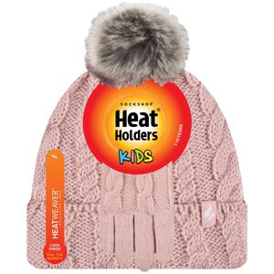 Heat Holders Girls Bobble Pom Pom Thermal Hat and Gloves Set by Heat Holders