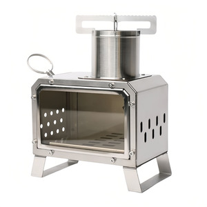 Outdoor Stainless Steel Desktop Camping Wood Stove - Silver