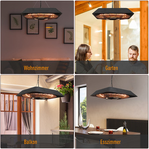 Outsunny 2000W Electric Hanging Patio Heater - Black by Outsunny