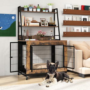 Dog Crate Dog Kennel - Brown by Costway