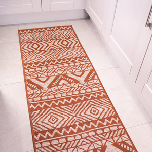 Rust Orange Aztec Tribal Flatweave Indoor Outdoor Rug by The Rug House