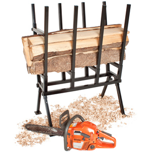 Sawhorse - steel log saw, with locking bracket, height-adjustable feet - Black by tectake