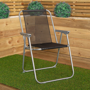 Fixed Position Foldable Garden Chair - Black and Grey by Samuel Alexander