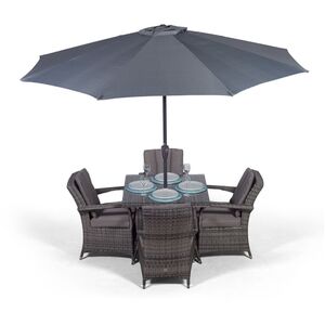 Arizona Square Rattan Patio Dining Set - Grey / 4 by Giardino