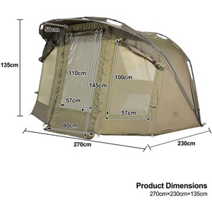 CARPZILLA Fishing Bivvy 1 Man Waterproof Camping Tent Shelter Door Windows Green - Dark Green by CARPZILLA
