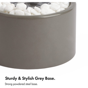 Tabletop Fireplace Bioethanol Fire Pit Round Shape - Grey by VonHaus