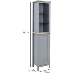 Kleankin Freestanding Bathroom Storage Cabinet with Adjustable Shelf - Grey by Kleankin