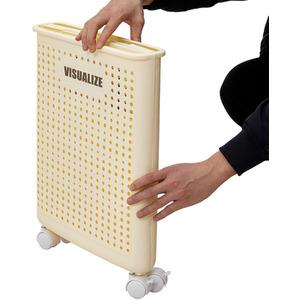 Foldable Laundry Basket with Wheels - Beige / 50cm / 31cm by Livingandhome